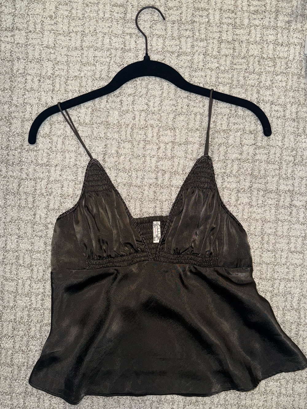 Free People Intimately Brown Satin V-Neck “Lyric” Camisole